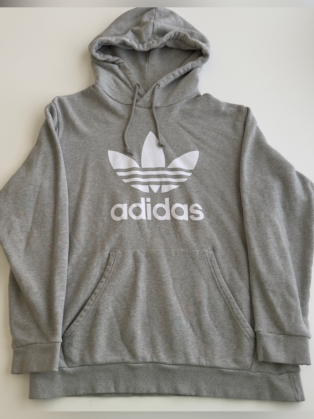 Adidas Gray Hoodie with White Trefoil Logo XL